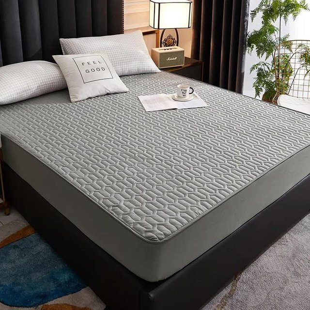 Wasserdichter und antibakterieller Matratzenschoner aus Mikrofaser in Grau, Spannbettlaken mit hohem Matratzenbezug, B/T: 160 x 200 cm, Höhe: 30 cm - Bild 1
