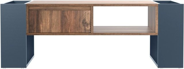 okwish Couchtisch mit Staufächern in Holzmaserung, Grau/Holz, B: 111 cm, T: 60 cm, H: 40 cm - Bild 1
