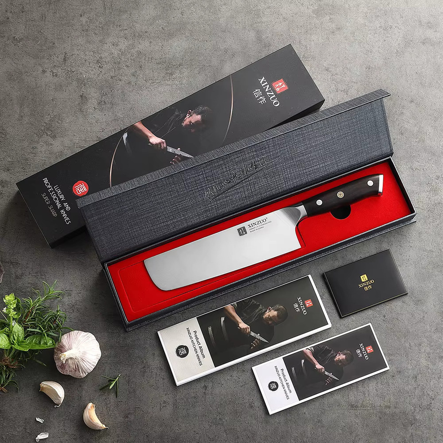 XINZUO Nakiri-Messer mit ergonomischem Ebenholzgriff in Braun - Bild 4