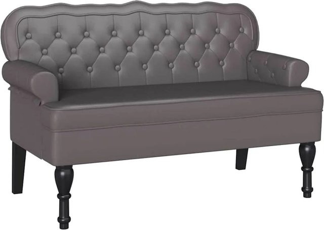 vidaXL Chesterfield Bank in Grau aus Kunstleder mit Armlehnen, B/T/H: 119,5 x 64,5 x 75 cm - Bild 1