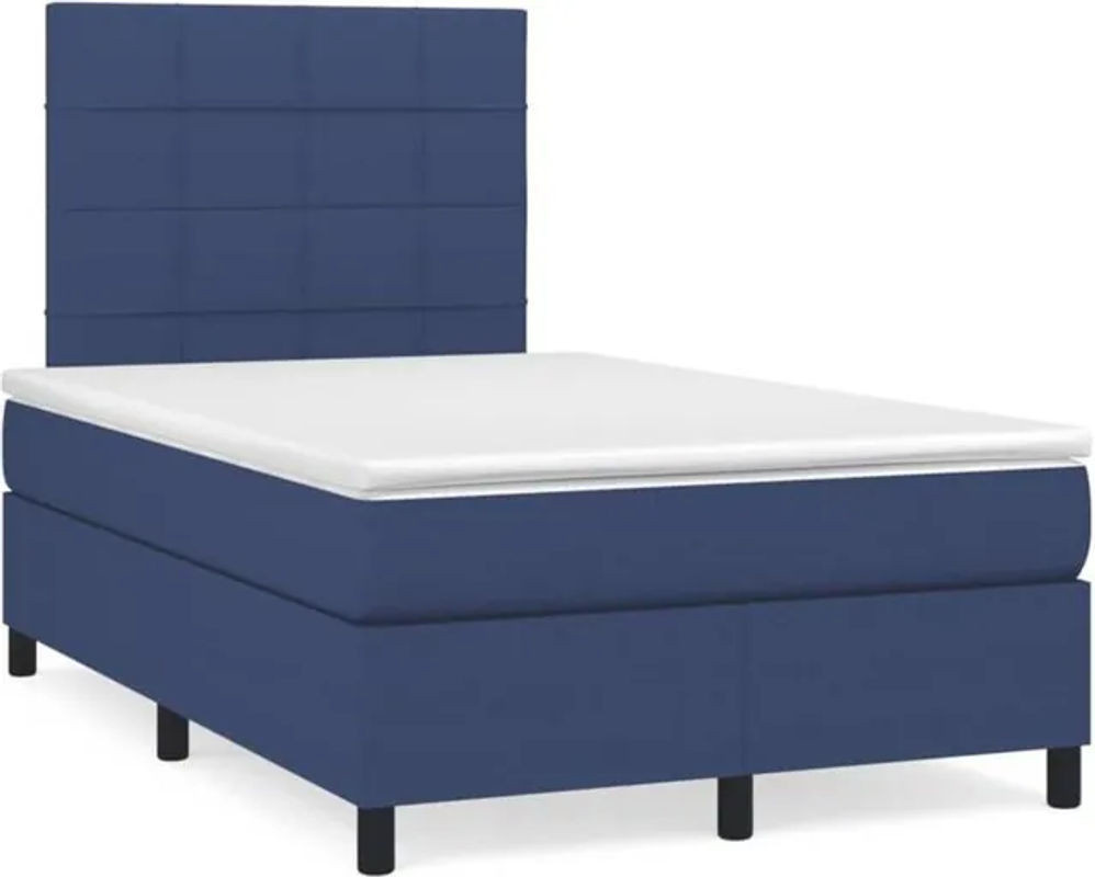 vidaxl Boxspringbett mit Matratze aus Stoff in Blau und Weiß B/B: 120 x 190 cm - Bild 1