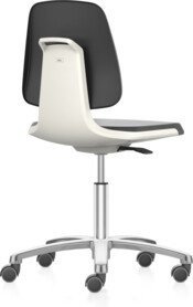 bimos Arbeitsstuhl Labsit mit Supertec-Polster und Rollen in Weiß, Sitzhöhe 450-650 mm - Bild 1