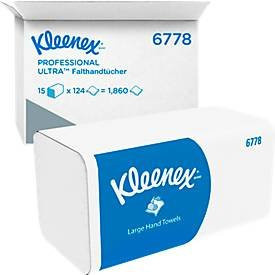 Kleenex Ultra Hygiene-Formathandtücher Interfold 6778, 2-lagig, V-Faltung, 15 Pack á 124 Tücher, weiß - Bild 1