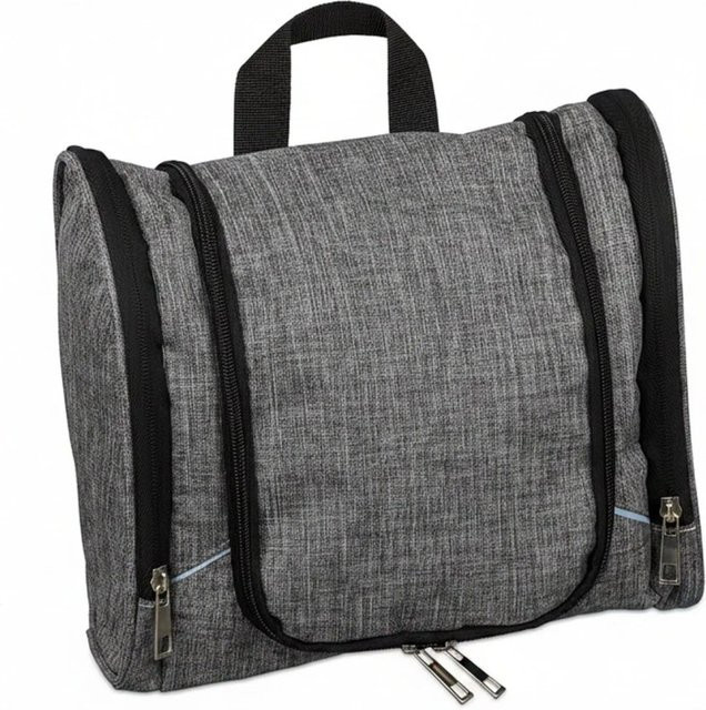 Wasserdichter Kulturbeutel von Relaxdays aus Polyester in Grau, B/T/H: 23 x 14 x 26,5 cm - Bild 1