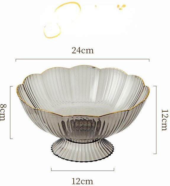 Yiran Furniture Abtropf-Fruchtschale in Blütenform mit Goldrand, Snackschale und Trockenobstschale aus Kunststoff, Transparent - Bild 1