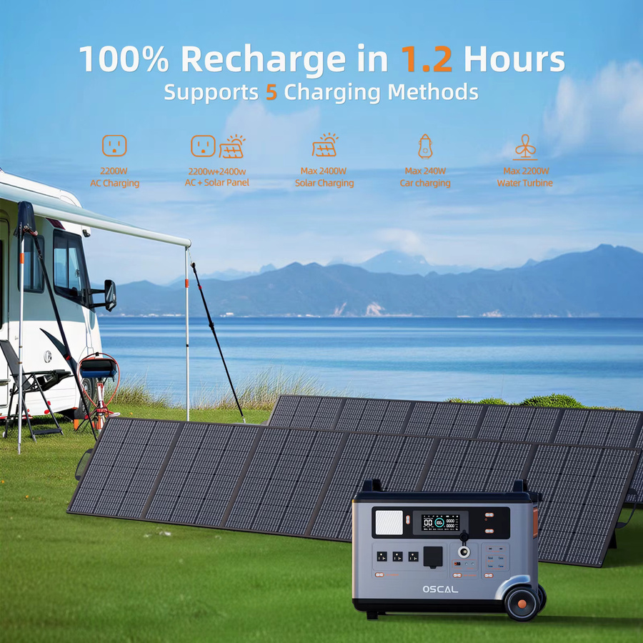OSCAL Tragbare Powerstation 6000W mit 3600Wh Kapazität und LiFePO4-Batterie in Grau für Outdoor und Camping - Bild 7