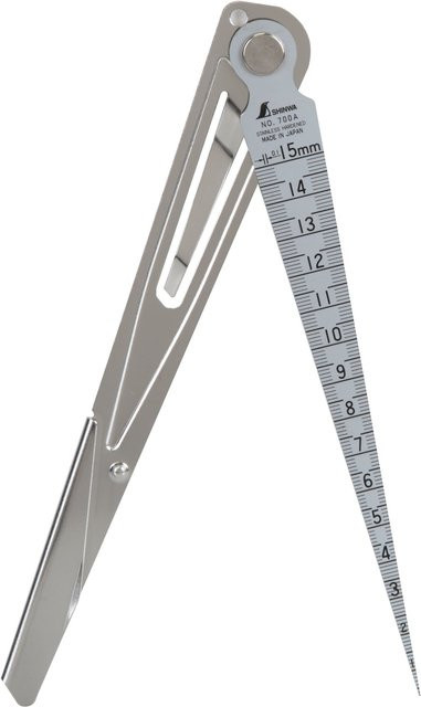 Shinwa 32789 Schweißkegel mit Fühlerlehre und Tiefenlineal 1–15 mm in Schwarz-Silber mit Clip-Halter - Bild 1