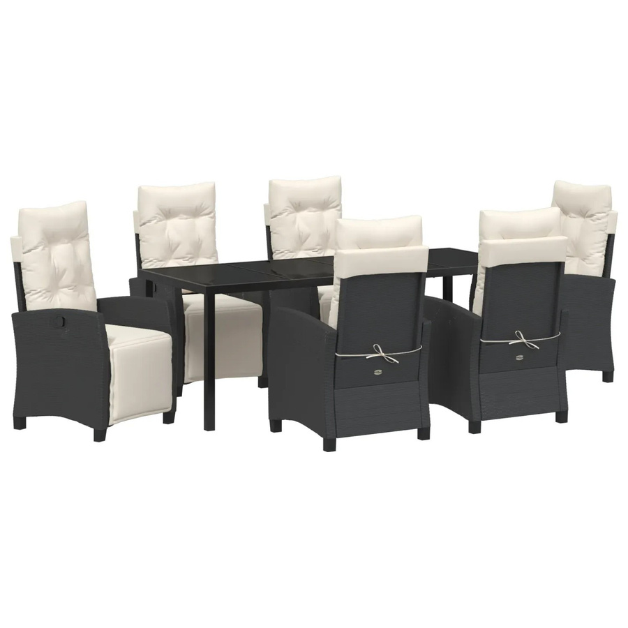 vidaXL Garten Essgruppe 7-teilig aus Poly-Rattan und Glas in Schwarz - Bild 2