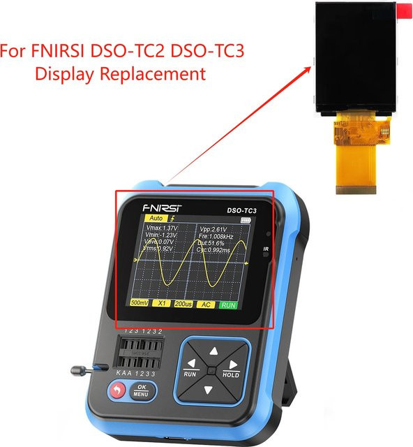 FNIRSI Ersatz-Vollfarb-LCD-Display in Schwarz für DSO-TC2 und DSO-TC3 - Bild 1