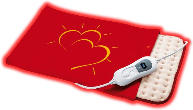 promed Kuschelheizkissen Herz in Rot und Gelb aus Microfaser und Flanell mit Schnellheizfunktion - Bild 1