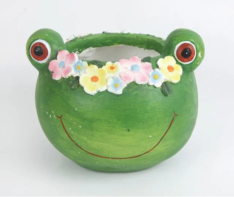 Trendline Pflanztopf Frosch aus Kunstharz in Grün, B/T/H: 18 x 17 x 21 cm - Bild 1
