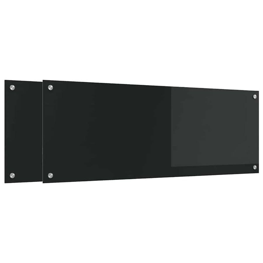vidaXL Küchenrückwand aus gehärtetem Glas, 2 Stück, Schwarz, B/H: 40 x 110 cm - Bild 2