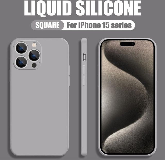 Chinatop-3c Flüssigsilikon-Hülle mit Kameraschutz für iPhone 16 15 14 13 12 11 Pro Max Mini XR XS SE in Bonbonfarbe Multicolor und Grau - Bild 1
