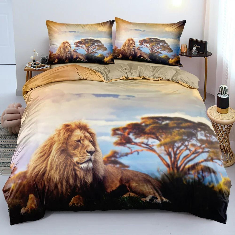 Black Lion Bettwäscheset 3-teilig in Schwarz mit Bettbezug und Kissenbezug, Breite: 140 cm, Länge: 210 cm - Bild 3
