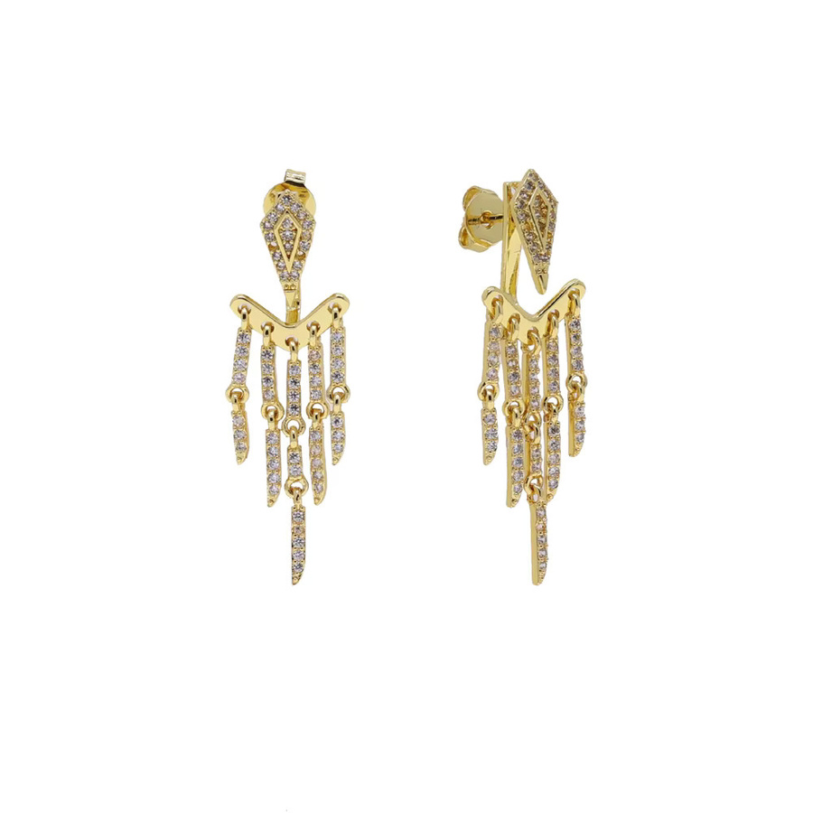 Ohrring Quaste, Zirkonia, Gold, Damen - Bild 2