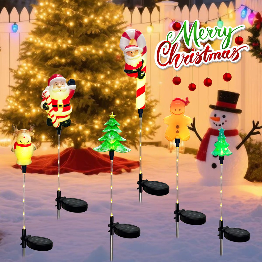 Peach Forest Solar-Weihnachtsgarten-Stecker mit Weihnachtsmann, Elch und Weihnachtsbaum in Multicolor mit 8 Beleuchtungsmodi für die Outdoor-Dekoration - Bild 5