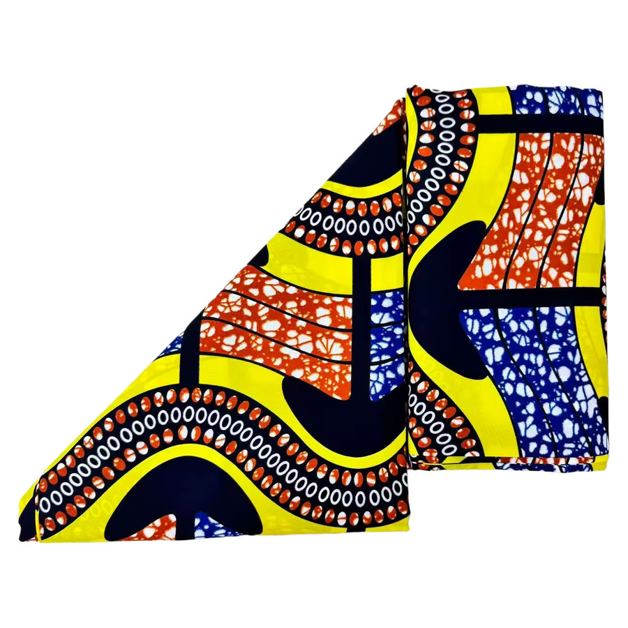 WENYUYA Angora-Stoff im afrikanischen Stil mit geometrischem Druck, Mehrfarbig, 6 Yard - Bild 3