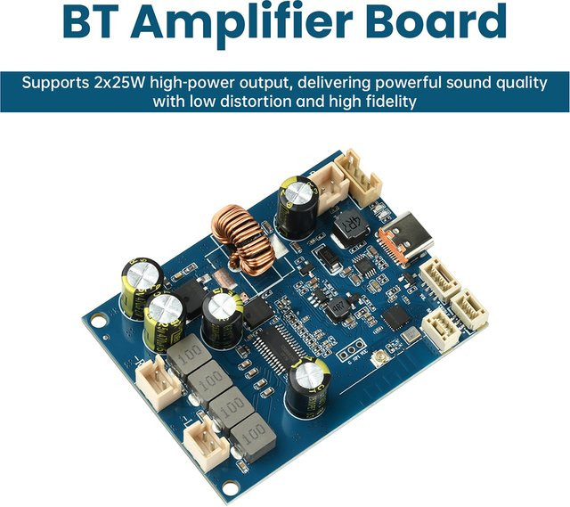Diymore Bluetooth Verstärkerplatine mit USB-C Ladefunktion und einstellbarer Abstimmung 2 x 25 W, Blau - Bild 1