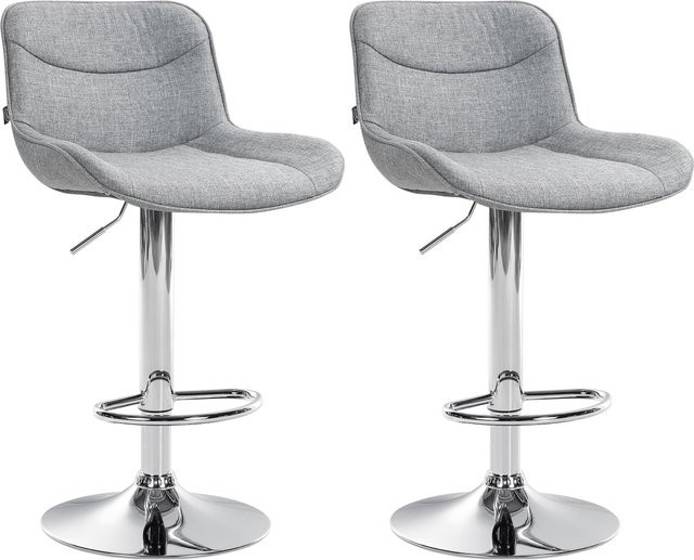 Vonore 2er Set Barhocker aus Stoff mit Lehne, höhenverstellbar und 360 Grad drehbar mit Metallgestell und Fußstütze - Bild 1
