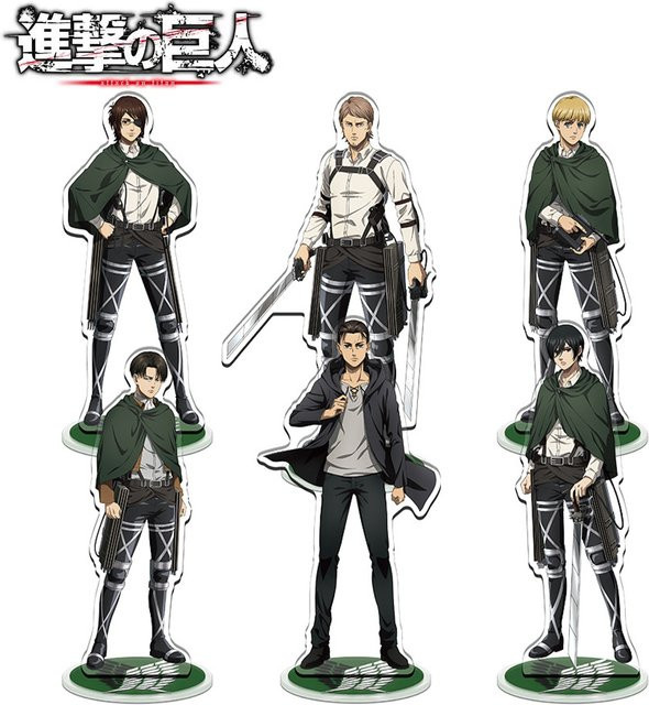 Bandai Attack on Titan, Acryl-Figurenständer, Eren Rivaille Mikasa, Modell - Bild 1
