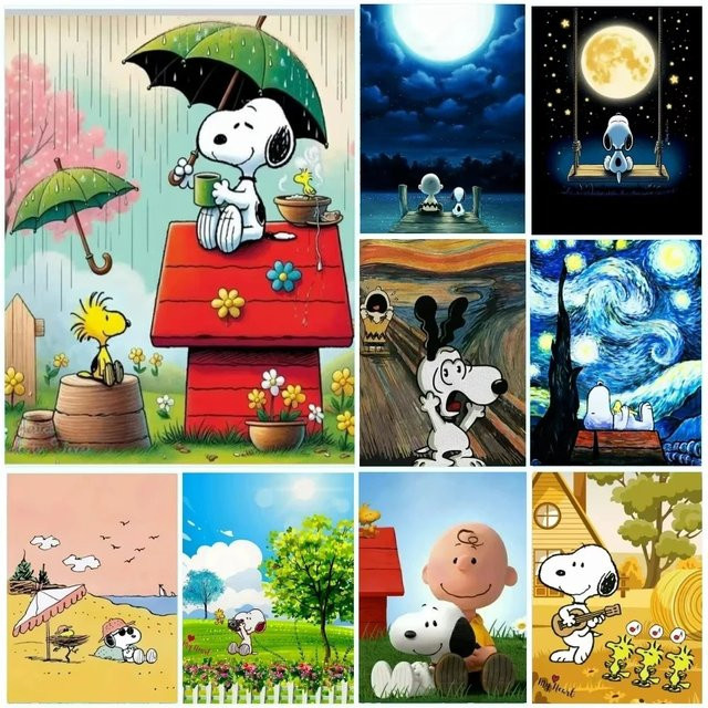 KAYOU Snoopy Diamantmalerei-Set, Schaukeln auf der Schaukel, Mosaik-Kreuzstich-Set, Stickerei - Bild 1