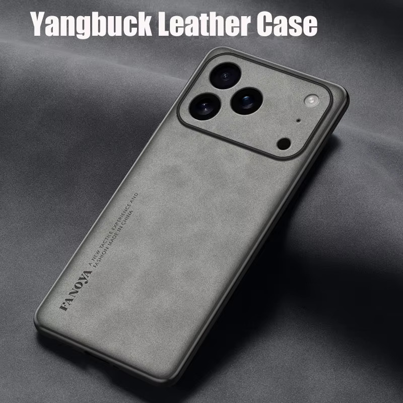 Lammfell Leder Schutzhülle für Apple iPhone 17 Pro, 17 Pro Max, 17 Air und 16e in Blau mit stoßfestem TPU-Rahmen und Objektivschutz - Bild 3