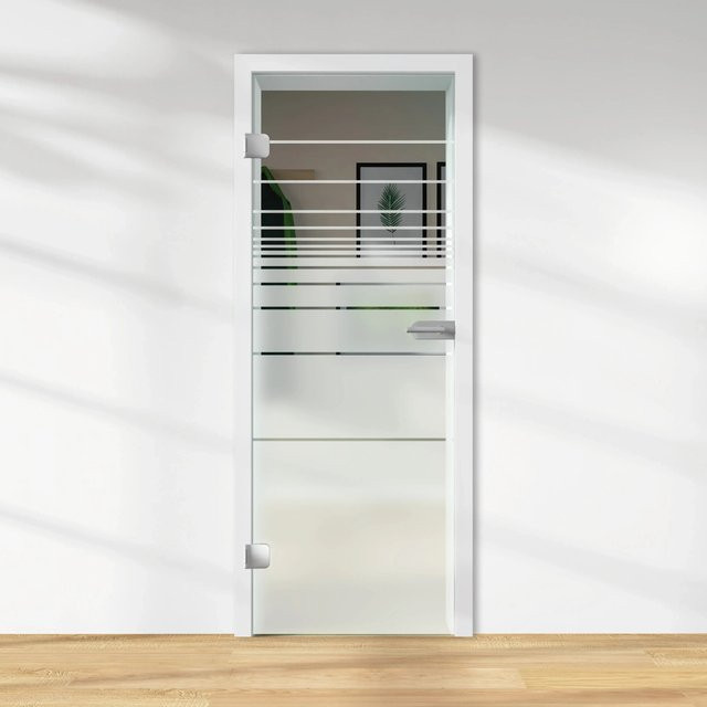 Skyscope Glasdrehtür ESG Floatglas Dekor Siebdruck Transparent DIN Links B/H/T: 70,9 x 197,2 x 0,8 cm - Bild 1