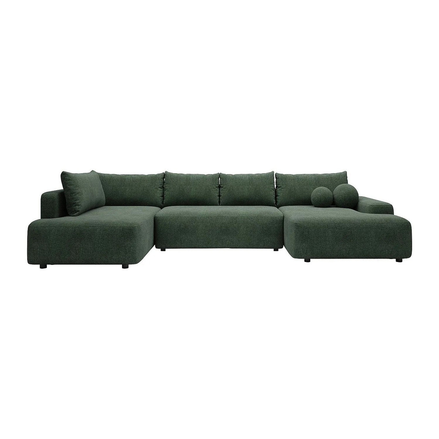 Vente-unique Schlafsofa Daviso in Piniengrün mit L-Form und Stoffbezug, Breite: 360 cm - Bild 2