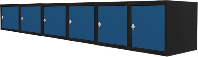 PROREGAL Blocky Schließfachwürfel Set aus 6 Stück mit Drehriegelschloss für Vorhängeschlösser, Anthrazitgrau-Enzianblau, B/T/H: 40 x 40 x 40 cm - Bild 1