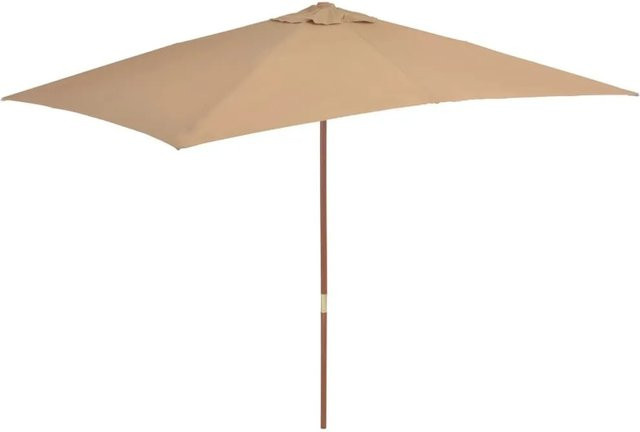 vidaXL Sonnenschirm mit Holz-Mast aus Bambus und Hartholz in Taupe, B: 300 cm, H: 250 cm - Bild 1