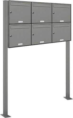 AL Briefkasten für 6 Parteien, freistehendes Briefkasten-System, grau, B/H/T: 153,596 x 150,0 x 11,6 cm - Bild 1