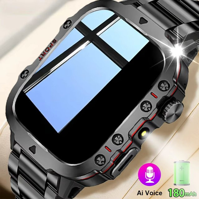 BOALZETD Smartwatch Schwarz mit Bluetooth, Telefonfunktion, Herzfrequenzmessung und Schlafüberwachung für Damen und Herren - Bild 1