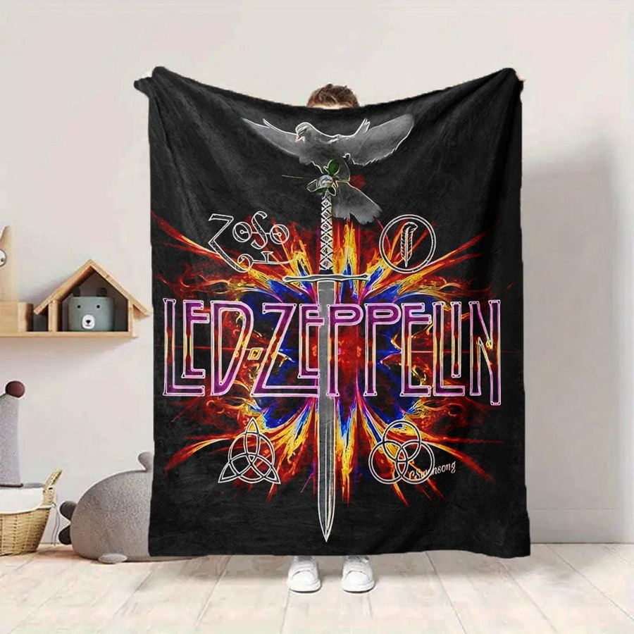Yun Heng Four Flanell Überwurf LED Zeppelin Design in Multicolour, B/B: 80 x 120 cm - Bild 4