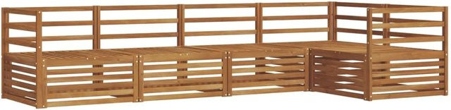 vidaXL Outdoor-Sofagarnitur 5-teilig aus Massivholz Akazie in Natur Braun, L-Form mit Ecksofa und 4 Mittelsesseln - Bild 1