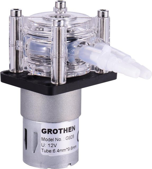 Grothen Peristaltikpumpe mit Silikonschlauch für Wasser und Flüssigkeiten, 12V/24V DC Dosiervakuumpumpe, Schwarz - Bild 1