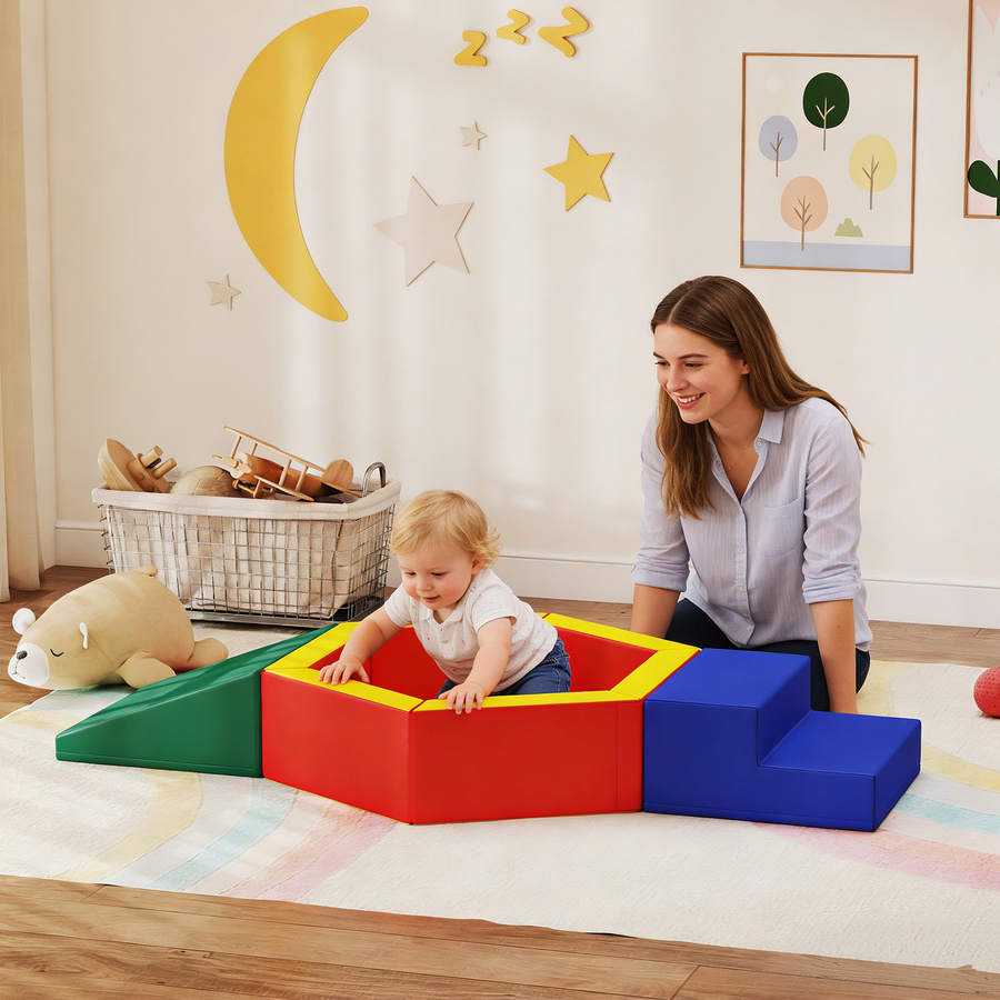 Aosom Motorikparcours für Babys, EPE-Schaum, mit Bällebad, mehrfarbig - Bild 2