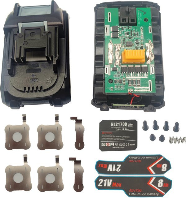 5S2P Halterung für 10x 21700 Li-Ion Akkus mit BMS Ladeschutz-Platine und Gehäuse für Makita 18V in Schwarz - Bild 1