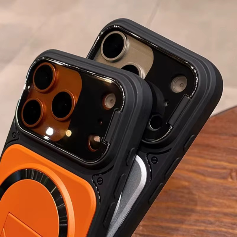 NUCWIN MagSafe Handyhülle mit magnetischem Ständer und Kameraschutz für iPhone 16 15 14 13 12 11 Pro Max Plus, Schwarz oder Orange - Bild 3