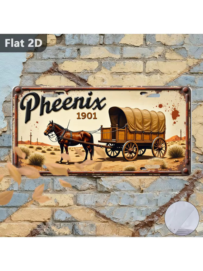 Vintage Blechschild Phoenix Wagon 1901 von CIFBUY, Retro Wanddekoration aus Metall in Mehrfarbig, Breite: 30,48 cm, Höhe: 15,0 cm, Tiefe: 15,0 cm - Bild 6