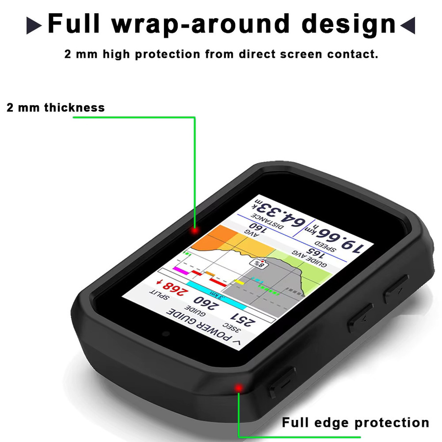 Schutzhülle und 2 Glas-Schutzfolien für Garmin Edge GPS-Geräte, Silikon Case Set kompatibel mit Edge 540 und Edge 840 - Bild 3