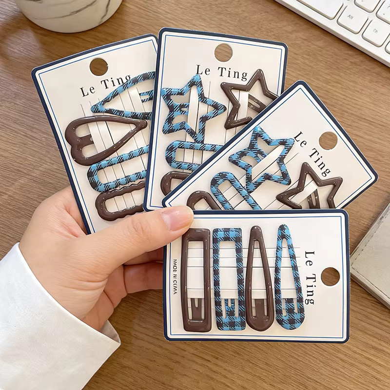 HugesGirl BB-Haarspangen Set, Kariert, 4-teilig, Damen - Bild 2