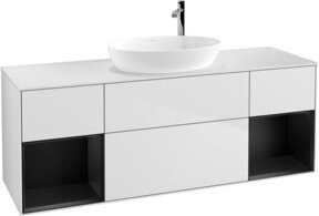 V&B Finion Waschtischunterschrank mit Wandbeleuchtung, Farbe Blau und Weiß, Breite: 160 cm, Tiefe: 50,1 cm, Höhe: 50,1 cm - Bild 1