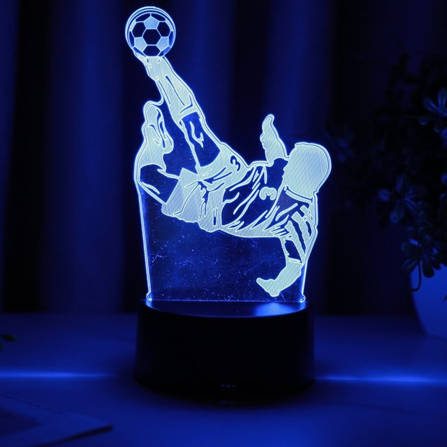3D Fußballspieler Nachtlicht mit 7 Farben, RGB Schreibtischlampe in Schwarz und Multicolour, Sportliche Dekoration für den Schreibtisch - Bild 1