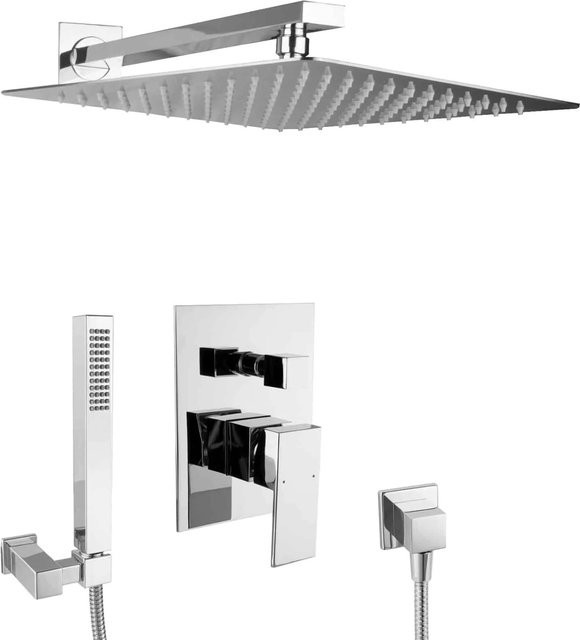 PaulGurkes Unterputz Regendusche Duschsystem in Chrom mit Handbrause und Diverter, Durchmesser: 30 cm - Bild 1