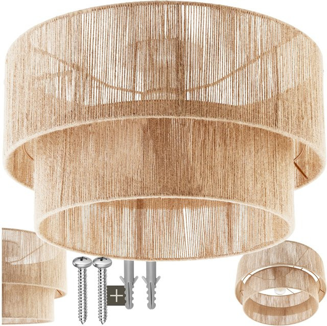tectake Lignea Lux Deckenleuchte im Boho-Stil aus Jute und Stahl in Braun, B/T/H: 45 x 45 x 27,5 cm - Bild 1
