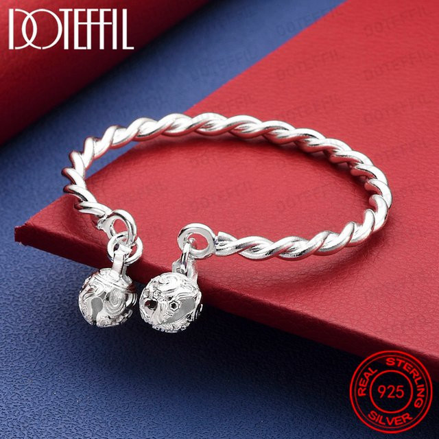 DOTEFFIL Armreif 925 Sterlingsilber, Wasserwelle, Doppelkugel, Damen - Bild 1