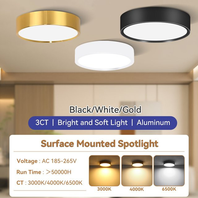 LANGYUE LED-Aufputz-Deckenleuchte in Weiß, runde ultraflache Deckenbeleuchtung aus Aluminium für das Wohnzimmer - Bild 1