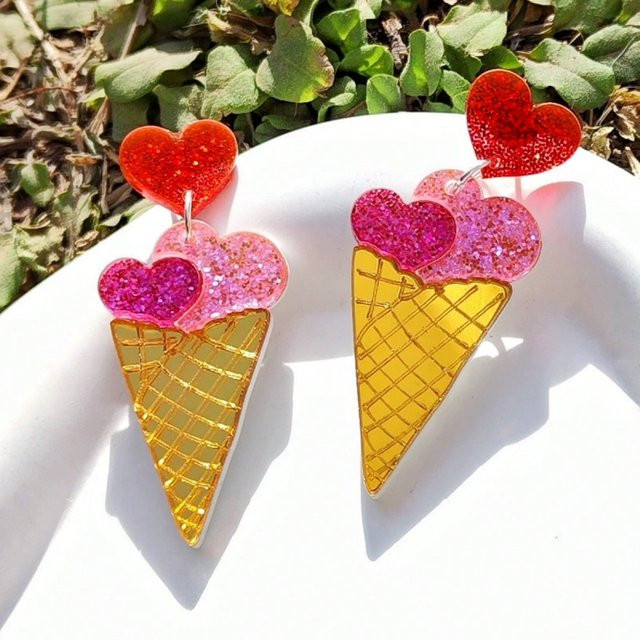 KUGUYS Ohrringe, Acryl, Eiswaffel, Damen - Bild 1
