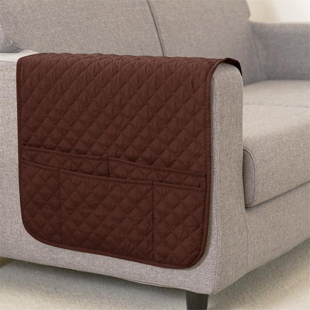 Yiran Furniture Sofalehnen Abdeckung mit Doppeltasche in Braun und Karomuster, B/H: 50 x 90 cm - Bild 1