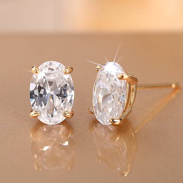 Huitan Ohrstecker, Gold, Zirkonia, Damen - Bild 1